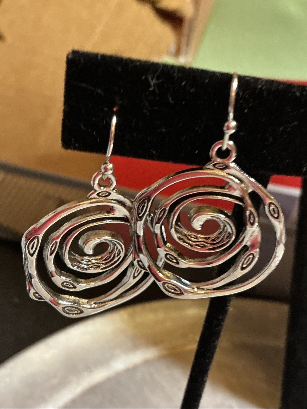 Silver Spiral Drop Earrings - Women's Jewelry